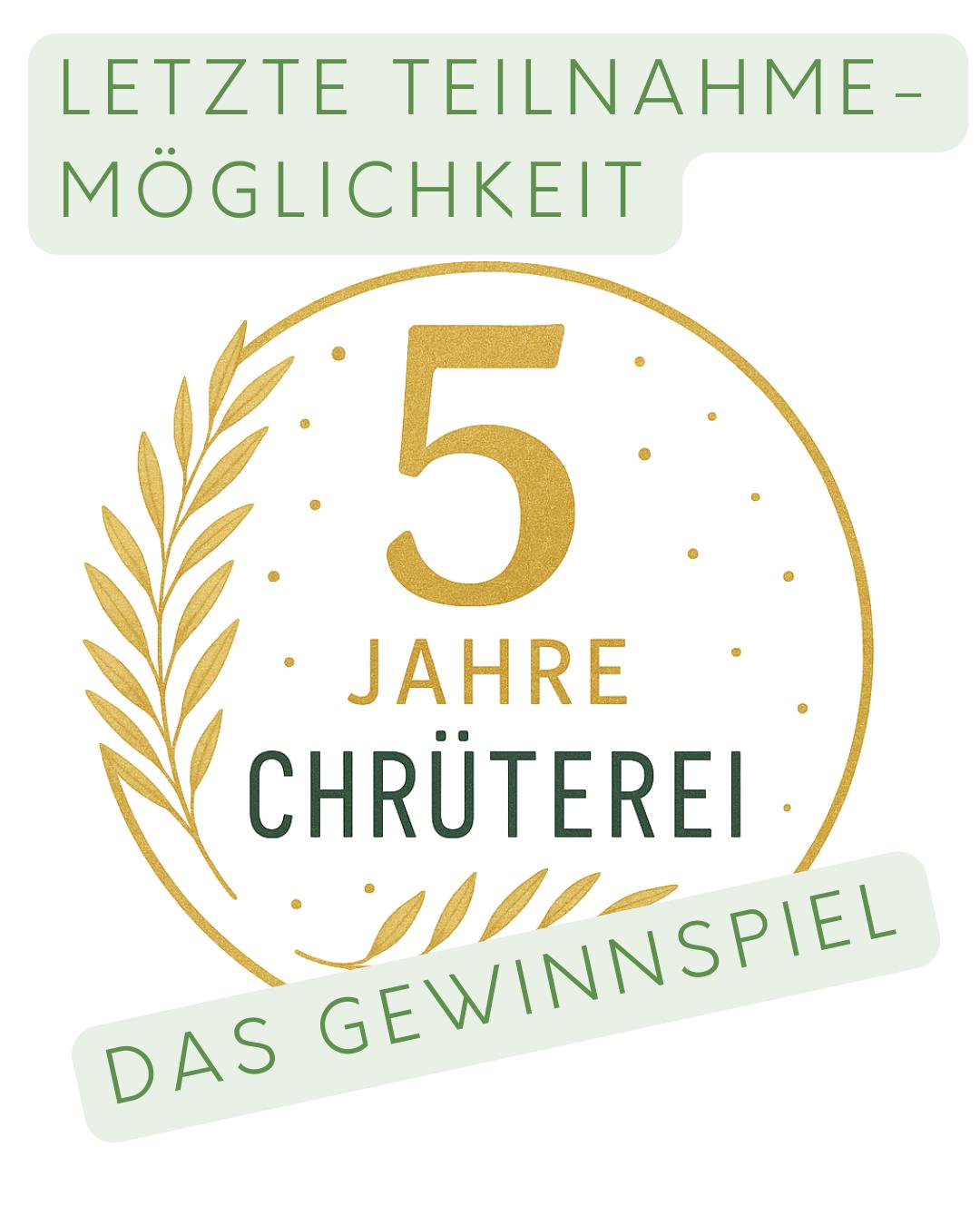 Letzte Teilnahmemöglichkeit 🤩 : Bis 20. November läuft das grosse Chrüterei 5-Jahre-Gewinnspiel.

So macht ihr mit:
• Der Chrüterei folgen
• Eine Person kommentieren, der ihr gerne etwas von der Chrüterei schenken würdet
• Den Beitrag teilen

Die Gewinne werden Ende November versendet. Wir freuen uns sehr darauf, die Gewinnerinnen und Gewinner auszulosen. Macht noch schnell mit und mit etwas Glück gehört einer von zwei Chrüterei Adventskränzen, eines von zwei Weihnachten Geschenksets und vieles Mehr schon bald euch! 🌿✨ 

Euer Chrüterei Team